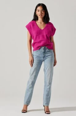 Checkered Sweater Vest 21 Checkered Sweater Vest -Sun Gaia Dresses Shop ALT16416 CI FUCHSIA 4