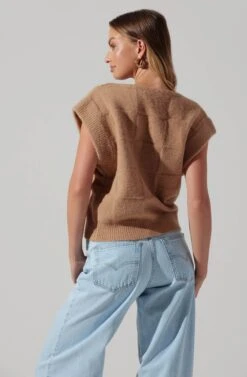 Checkered Sweater Vest 19 Checkered Sweater Vest -Sun Gaia Dresses Shop ALT16416 CI TAUPE 6