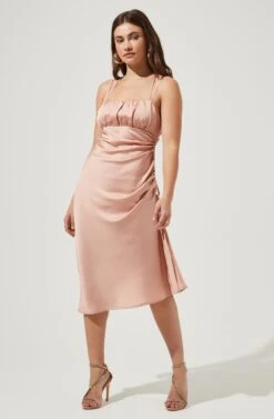 Gretel Ruched Midi Dress 12 Gretel Ruched Midi Dress -Sun Gaia Dresses Shop AMB SD6717 DUSTYPEACH 1