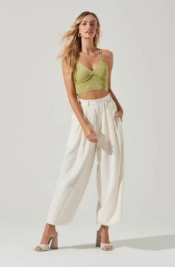 Pleated Front Wide Leg Trouser -Sun Gaia Dresses Shop AP7224 CREAM 1196