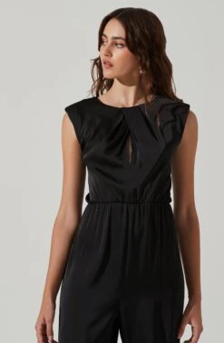 Inverted Pleat Neck Jumpsuit -Sun Gaia Dresses Shop AP7241 BLACK 4