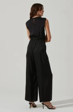 Inverted Pleat Neck Jumpsuit -Sun Gaia Dresses Shop AP7241 BLACK 6