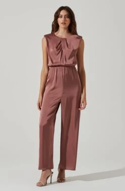 Inverted Pleat Neck Jumpsuit -Sun Gaia Dresses Shop AP7241 MAUVE 1