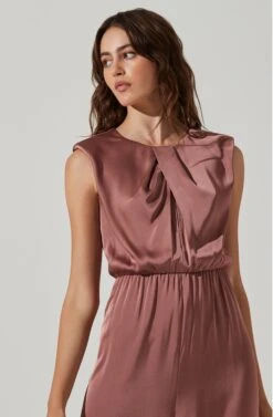 Inverted Pleat Neck Jumpsuit -Sun Gaia Dresses Shop AP7241 MAUVE 2