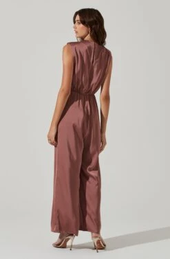 Inverted Pleat Neck Jumpsuit -Sun Gaia Dresses Shop AP7241 MAUVE 4