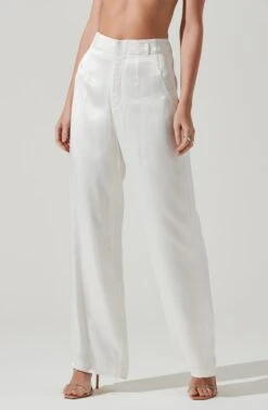 Brigitta Satin Wide Leg Pants 11 Brigitta Satin Wide Leg Pants -Sun Gaia Dresses Shop AP7265S WHITE 4