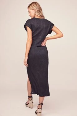 Plisse Midi Skirt -Sun Gaia Dresses Shop AS9032 BLACK 4 Edit