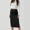 Hi Slit Ruched Skirt -Sun Gaia Dresses Shop AS9086B BLACK 1547
