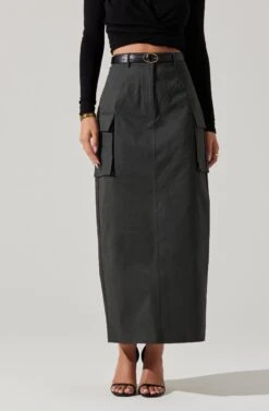 High Rise Cargo Maxi Skirt -Sun Gaia Dresses Shop AS9163 CHARCOAL 5 227374e4 2934 4999 a635 dc13a7ce205f