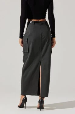High Rise Cargo Maxi Skirt -Sun Gaia Dresses Shop AS9163 CHARCOAL 6