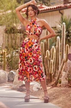 Nava Floral Midi Skirt -Sun Gaia Dresses Shop ASTR SUMMER23 1318