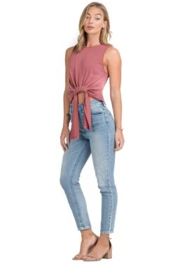 Tie Front Knit Tank -Sun Gaia Dresses Shop AT13699 MARSALA 03