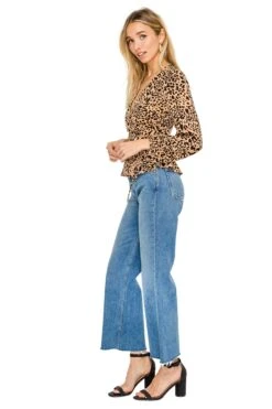 Long Sleeve Wrap Front Tie Leopard -Sun Gaia Dresses Shop AT15439 LEOPARD PRINT 3