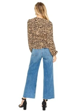 Long Sleeve Wrap Front Tie Leopard -Sun Gaia Dresses Shop AT15439 LEOPARD PRINT 4