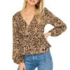 Long Sleeve Wrap Front Tie Leopard -Sun Gaia Dresses Shop AT15439 LEOPARD PRINT 5