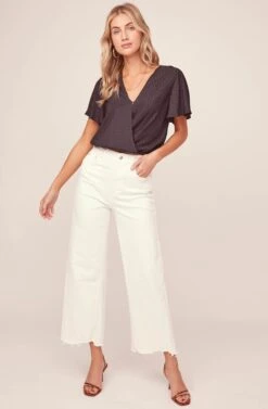 Jacquard Surplice Top -Sun Gaia Dresses Shop AT15688 BLACK 1A