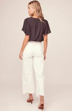 Jacquard Surplice Top -Sun Gaia Dresses Shop AT15688 BLACK 4A