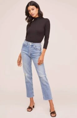 Mere Mock Neck Bodysuit 11 Mere Mock Neck Bodysuit -Sun Gaia Dresses Shop AT15764 BLACK 1