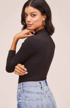 Mere Mock Neck Bodysuit 13 Mere Mock Neck Bodysuit -Sun Gaia Dresses Shop AT15764 BLACK 5