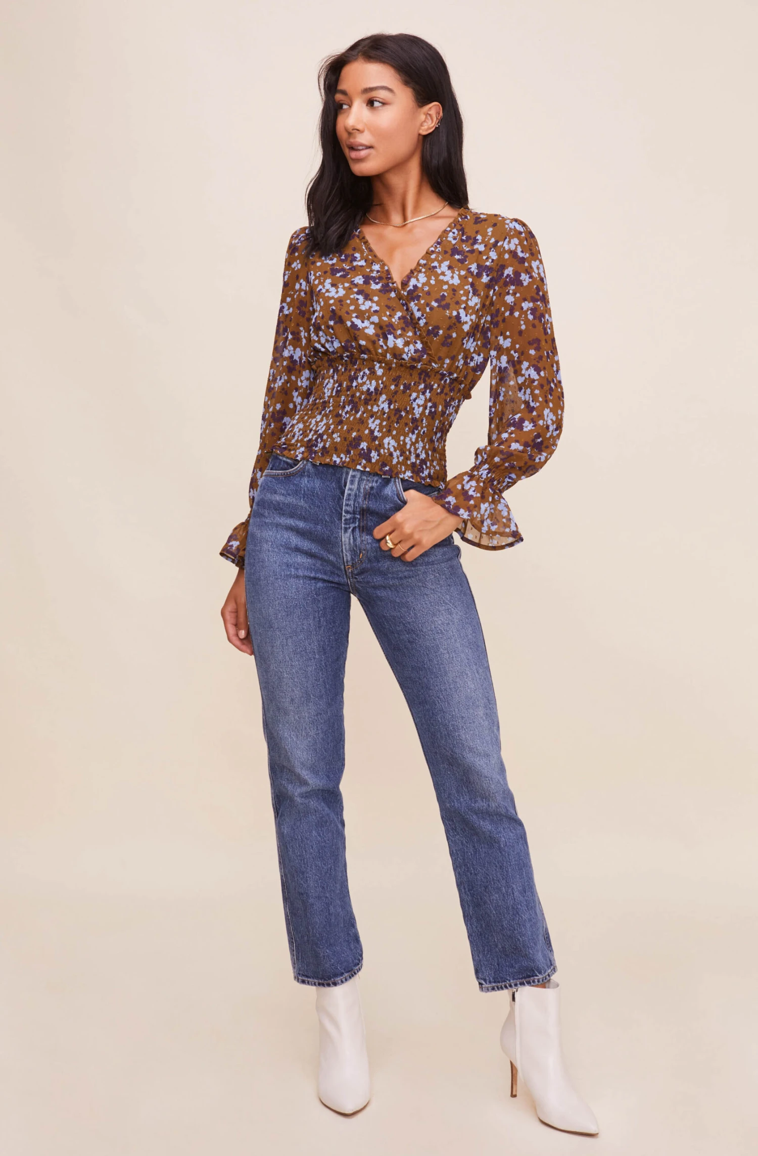 Long Sleeve Smocked Waist Surplice Top 10 Long Sleeve Smocked Waist Surplice Top - Image 8