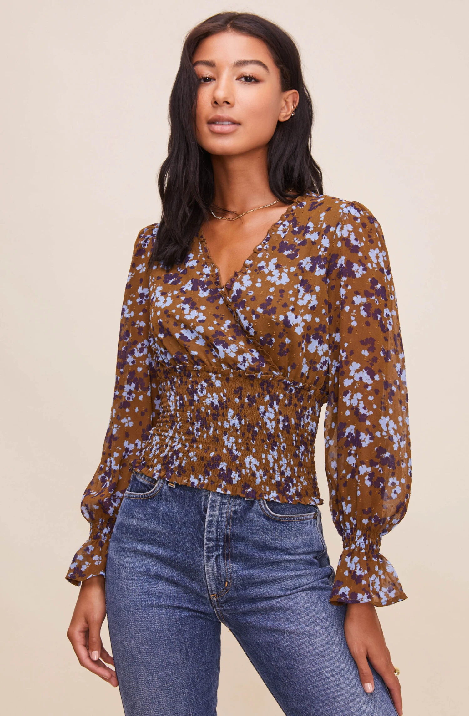 Long Sleeve Smocked Waist Surplice Top 4 Long Sleeve Smocked Waist Surplice Top - Image 2