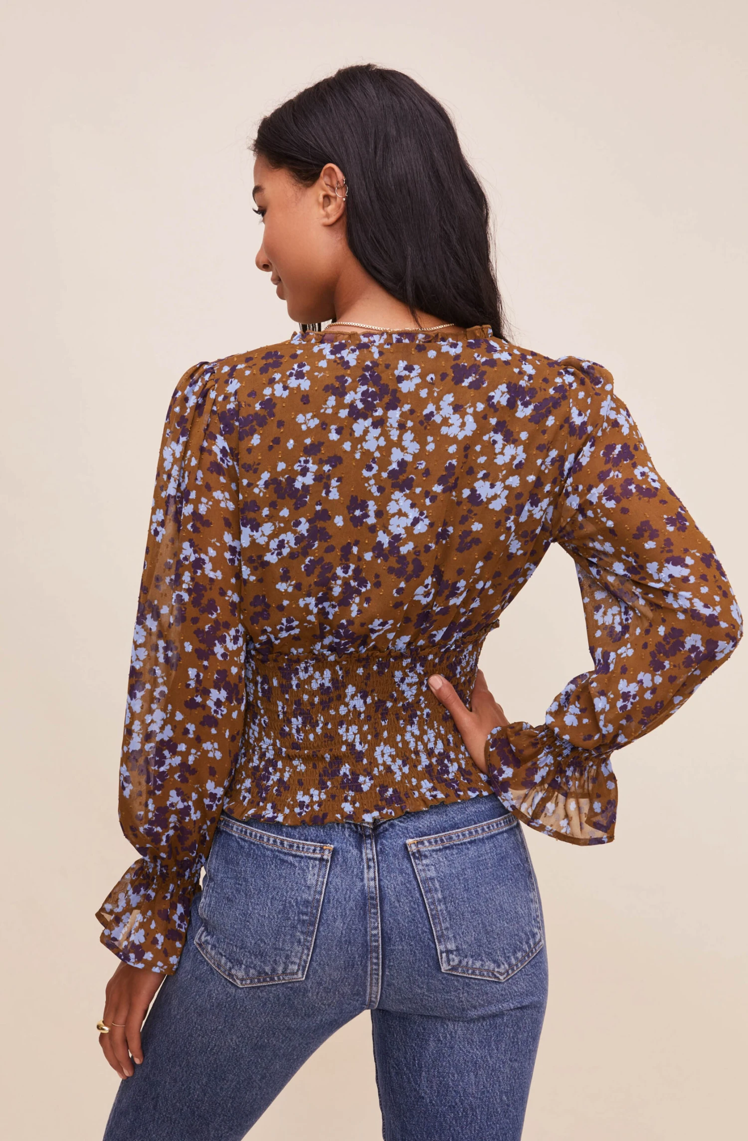 Long Sleeve Smocked Waist Surplice Top 16 Long Sleeve Smocked Waist Surplice Top - Image 14