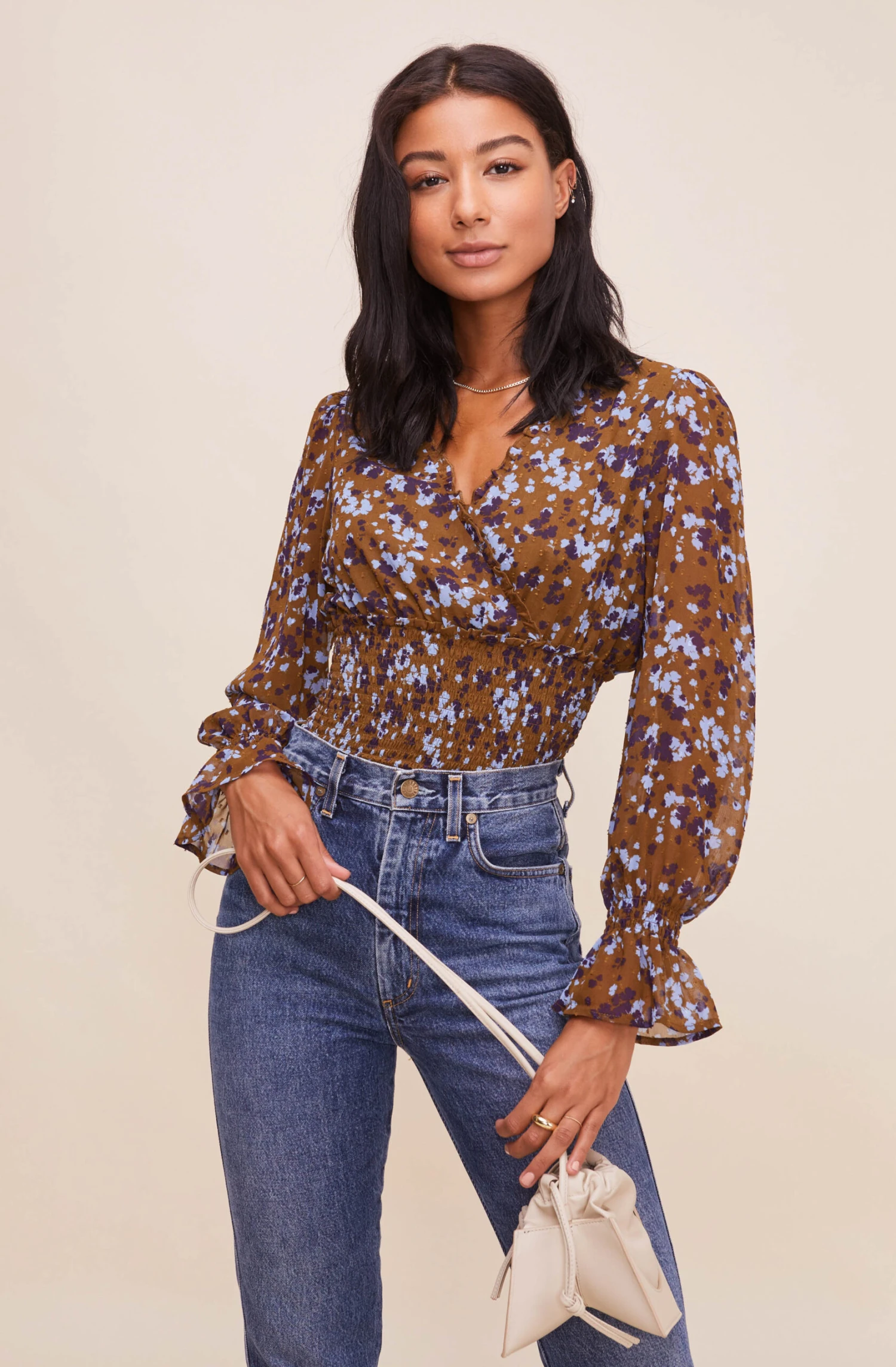 Long Sleeve Smocked Waist Surplice Top 7 Long Sleeve Smocked Waist Surplice Top - Image 5