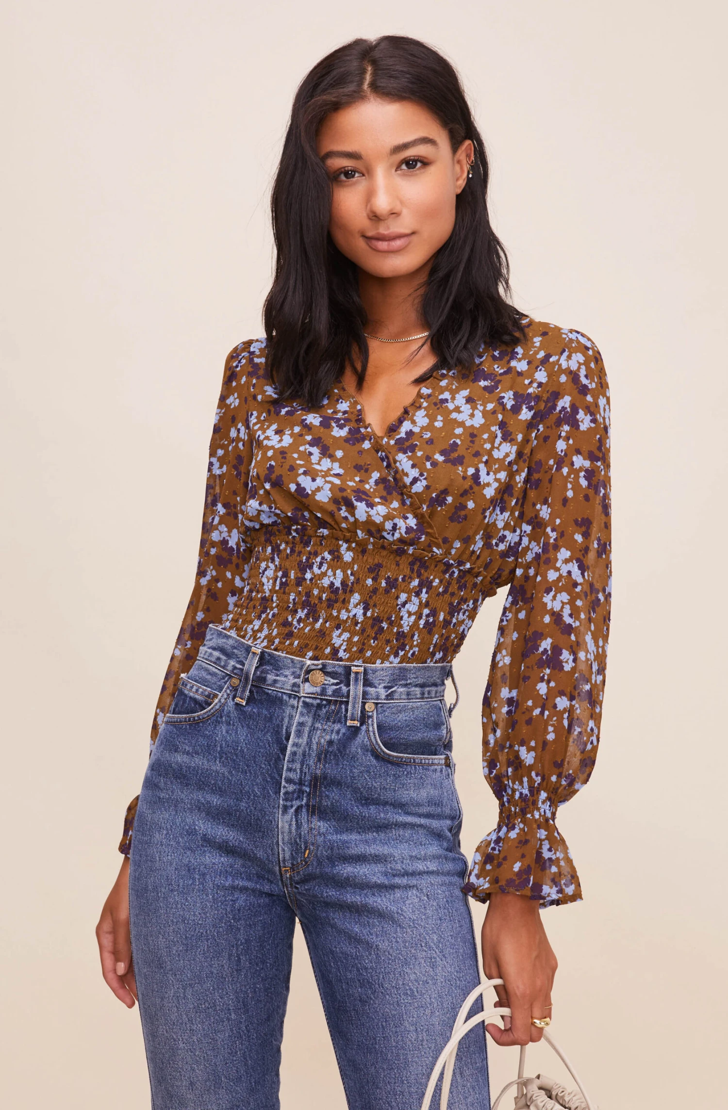 Long Sleeve Smocked Waist Surplice Top 5 Long Sleeve Smocked Waist Surplice Top - Image 3