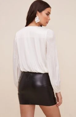 Long Sleeve Wrap Front Top -Sun Gaia Dresses Shop AT16312 IVORY 5