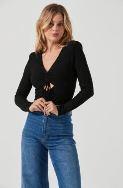 Long Sleeve Ruched Front Bodysuit