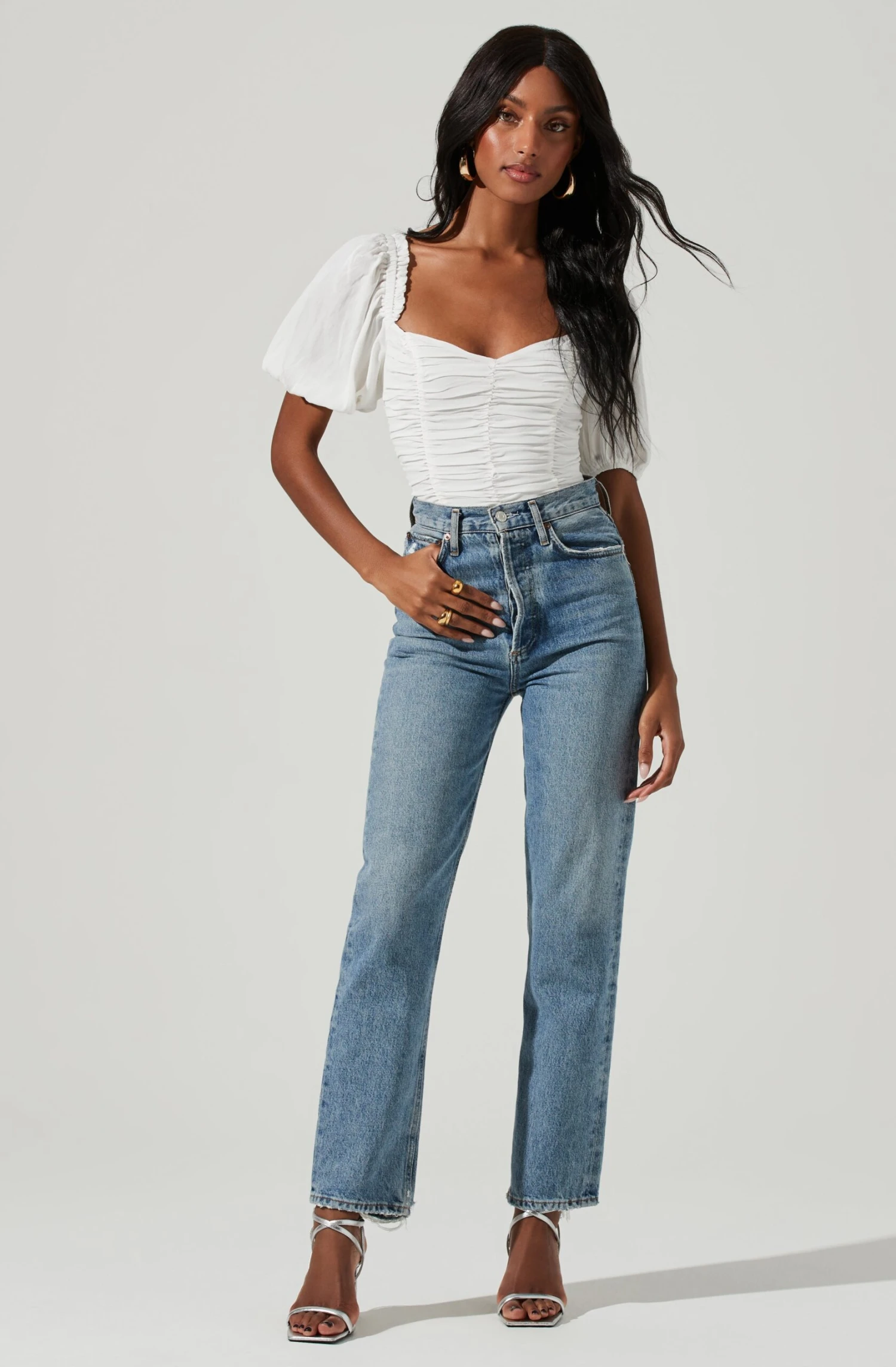 Ruched Short Bubble Sleeve Top 6 Ruched Short Bubble Sleeve Top - Image 4