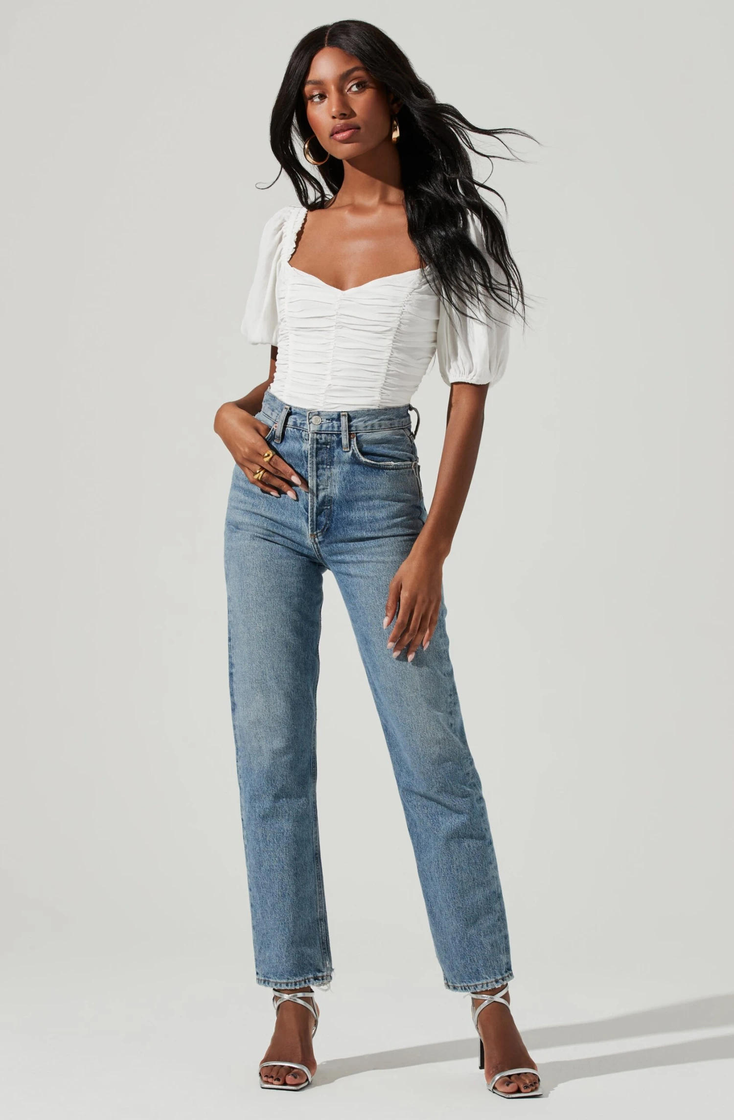 Ruched Short Bubble Sleeve Top 4 Ruched Short Bubble Sleeve Top - Image 2