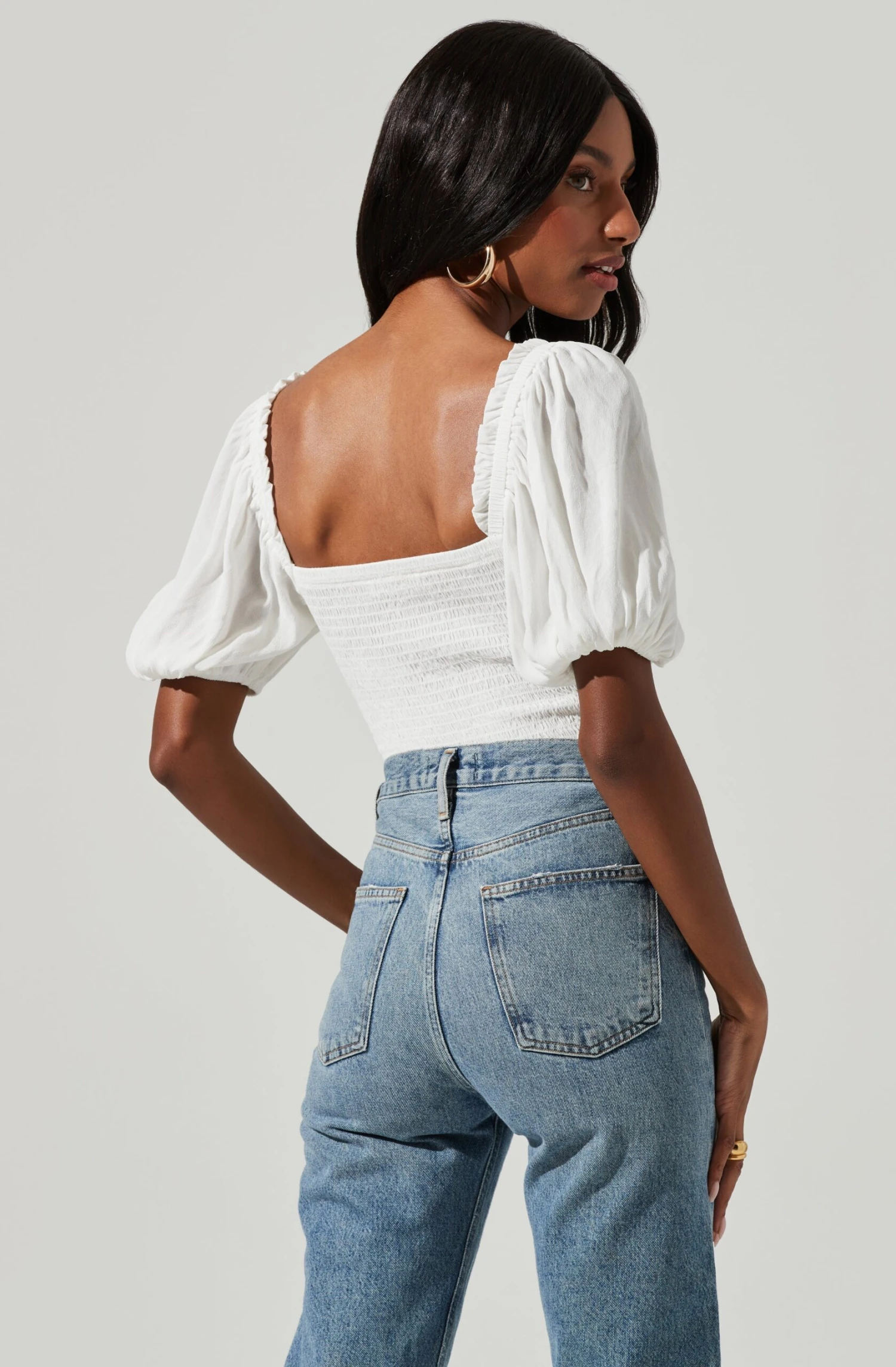 Ruched Short Bubble Sleeve Top 8 Ruched Short Bubble Sleeve Top - Image 6