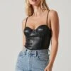 Bethany Faux Leather Bodysuit -Sun Gaia Dresses Shop AT17532 BLACK 2