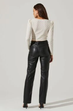 Long Sleeve Ruched Center Top -Sun Gaia Dresses Shop AT17573 CREAM 5