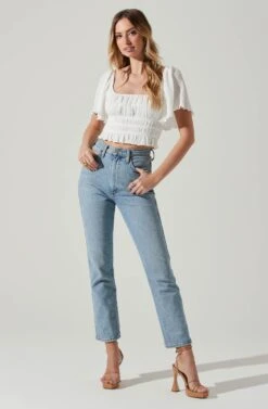 Flutter Sleeve Lace Back Top -Sun Gaia Dresses Shop AT17716 IVORY 1 1