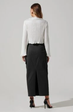 Cropped Plisse Mock Neck Top -Sun Gaia Dresses Shop AT17868 WHITE 5