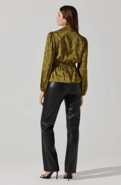 Asymmetrical Collared Floral Wrap Top -Sun Gaia Dresses Shop AT17922 OLIVEFLORALSKETCH 5