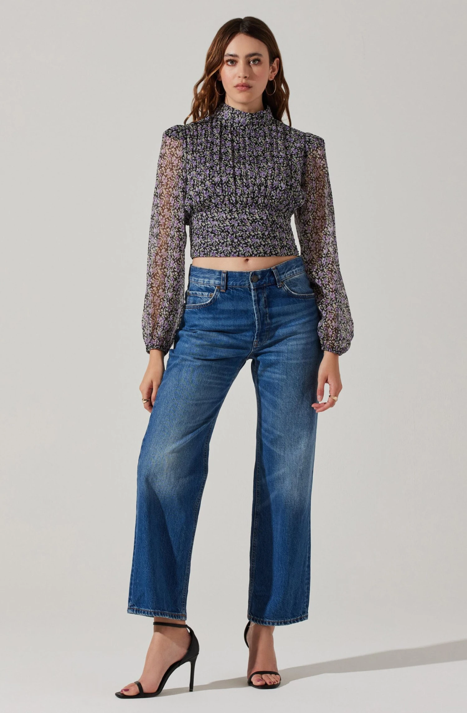 Floral Puff Sleeve Mock Neck Top 5 Floral Puff Sleeve Mock Neck Top - Image 3