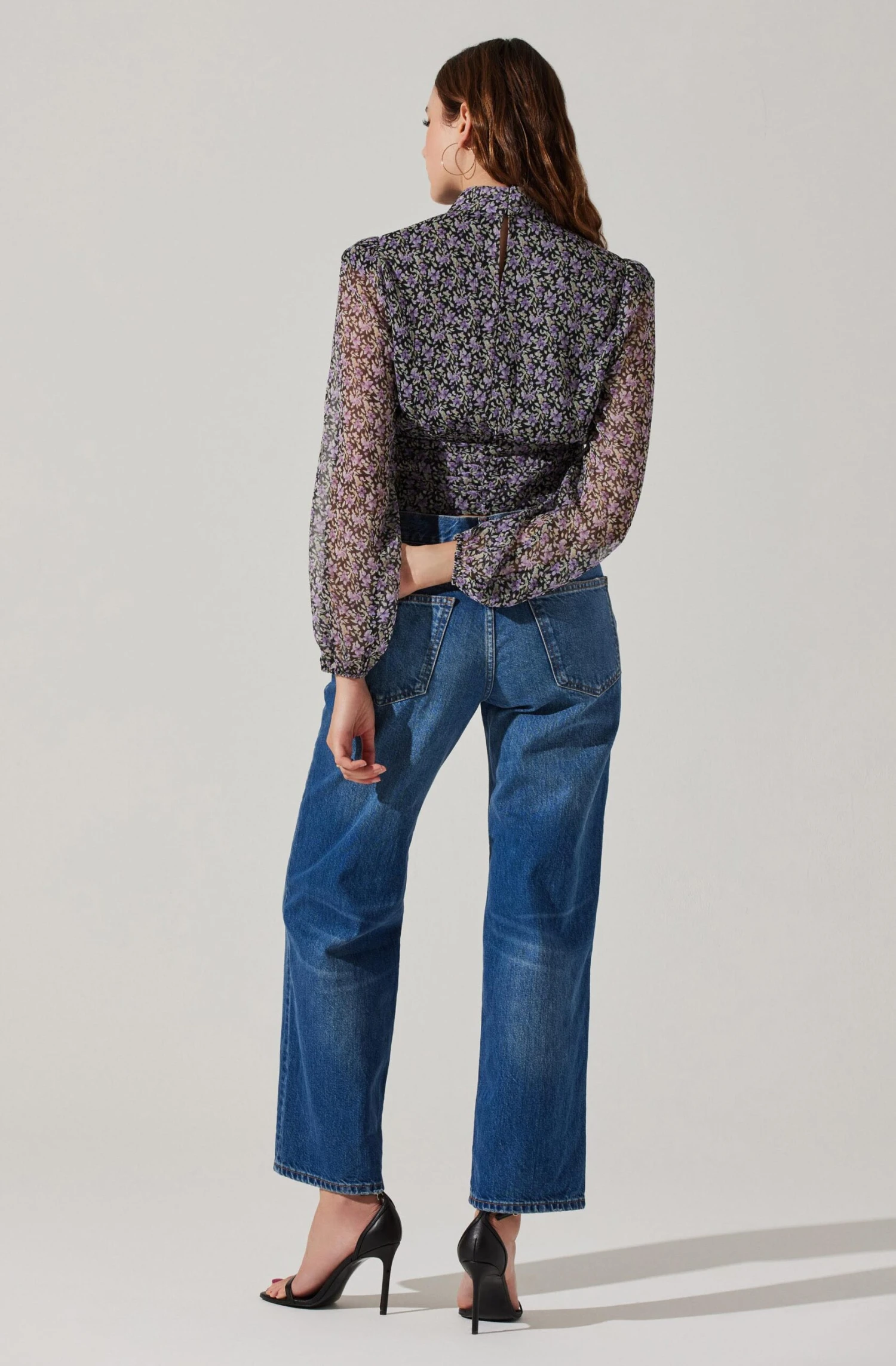 Floral Puff Sleeve Mock Neck Top 6 Floral Puff Sleeve Mock Neck Top - Image 4