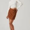 Faux Suede Mini Skirt 1 Faux Suede Mini Skirt -Sun Gaia Dresses Shop LS30857 FCI CAMEL 1