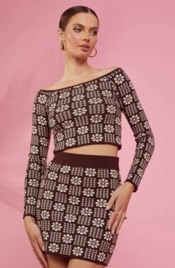 Freja Floral Knit Mini Skirt -Sun Gaia Dresses Shop RESORT 1286