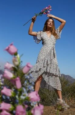 Adella Floral Ruffle Midi Dress 11 Adella Floral Ruffle Midi Dress -Sun Gaia Dresses Shop Shoot 0121
