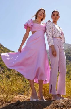 Winley Puff Sleeve Cutout Midi Dress -Sun Gaia Dresses Shop Shoot 1510